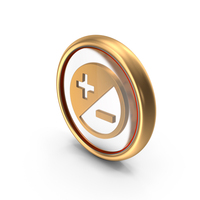 Plus Minus Brightness App Web Icon Glass Coin PNG & PSD Images