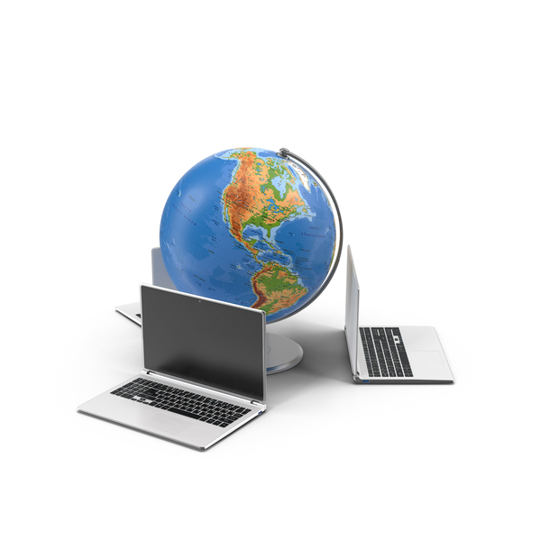 Globe and Laptops PNG & PSD Images