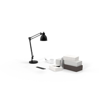 Desk Lamp and Office Supplies PNG & PSD Images