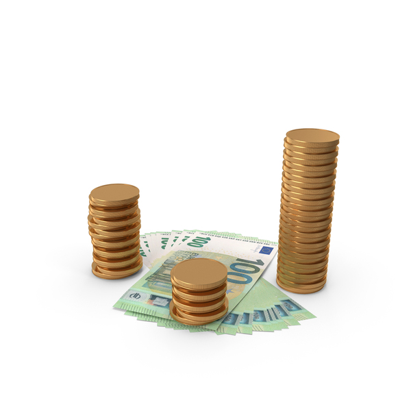 100 Euro Money Notes Currency Gold Coins PNG & PSD Images