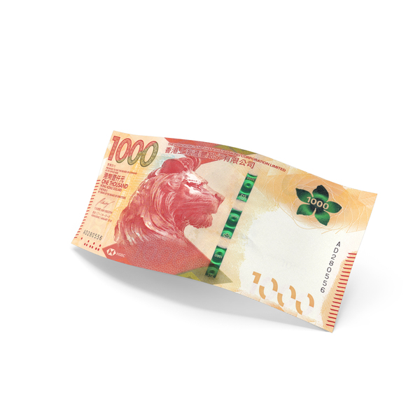 Currency: 1000 Hong Kong Dollars Money Slant Falling Note PNG & PSD Images