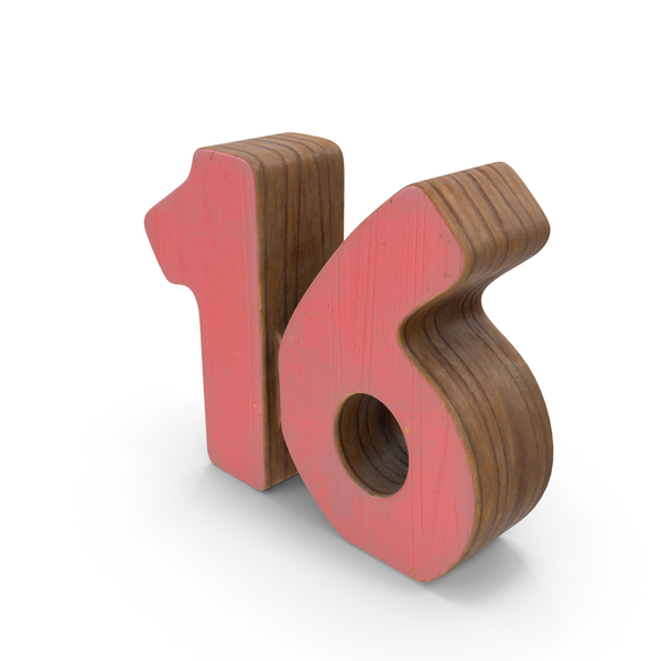 Number: 16 Wooden with Paint PNG & PSD Images Number: 16 Wooden with Paint PNG & PSD Images