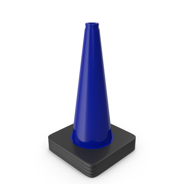 Cones: 18 Inch Traffic Cone, Black Base Blue PNG & PSD Images