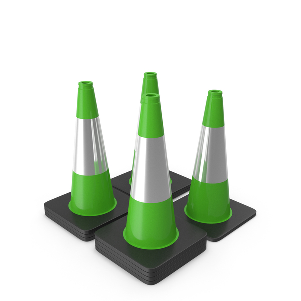 Cones: 18 Inch  Traffic Cone With Reflector, Black Green PNG & PSD Images