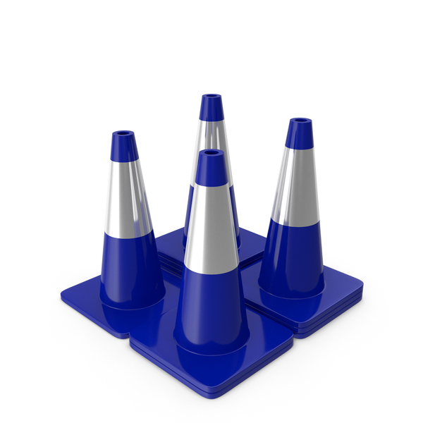Cones: 18 Inch Traffic Cone With Reflector Blue PNG & PSD Images