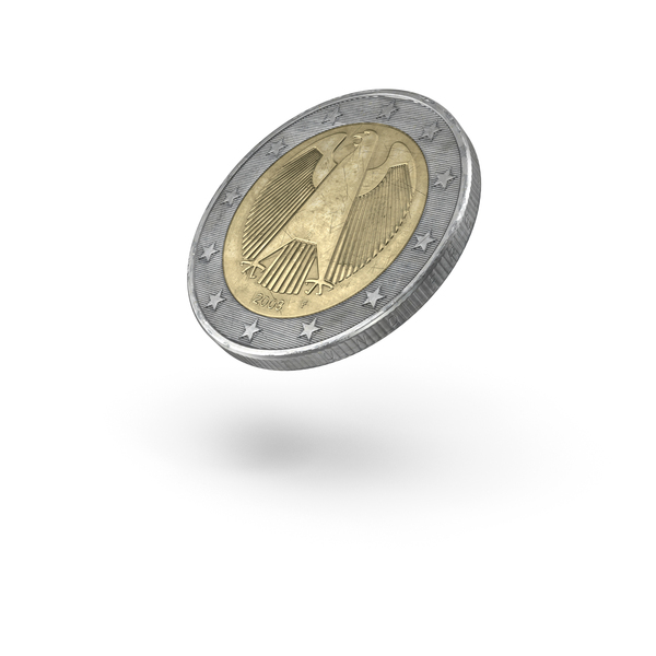 2欧元硬币翻转PNG和PSD图像