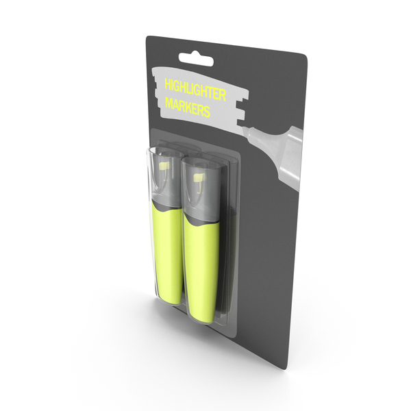 2 Highlighter Markers with Package PNG & PSD Images 2 Highlighter Markers with Package PNG & PSD Images