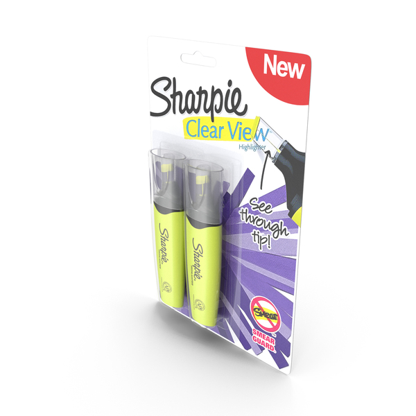 2 Sharpie Highlighter Markers with Package PNG & PSD Images 2 Sharpie Highlighter Markers with Package PNG & PSD Images