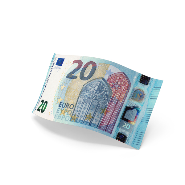 Currency: 20 Euro Money Slant Falling Note PNG & PSD Images