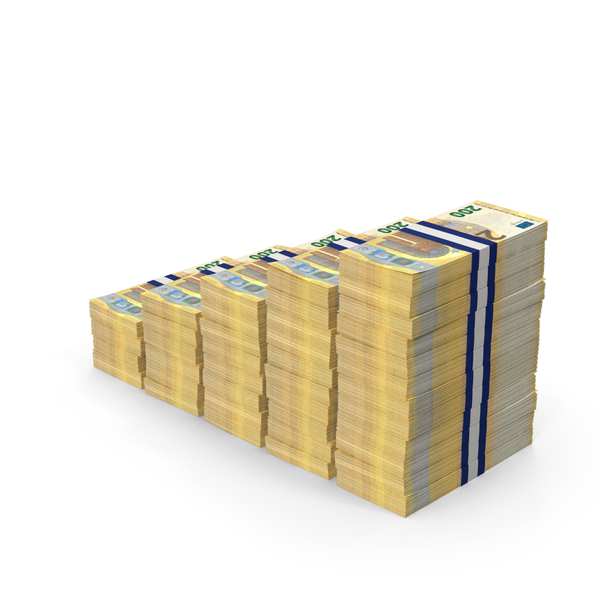 Banknote: 200 Euro Stepped Stack PNG & PSD Images