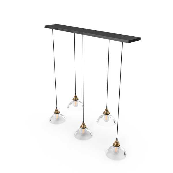 Chandelier: 20th Century Factory Filament Clear Glass Barn Rectangular Pendant PNG & PSD Images