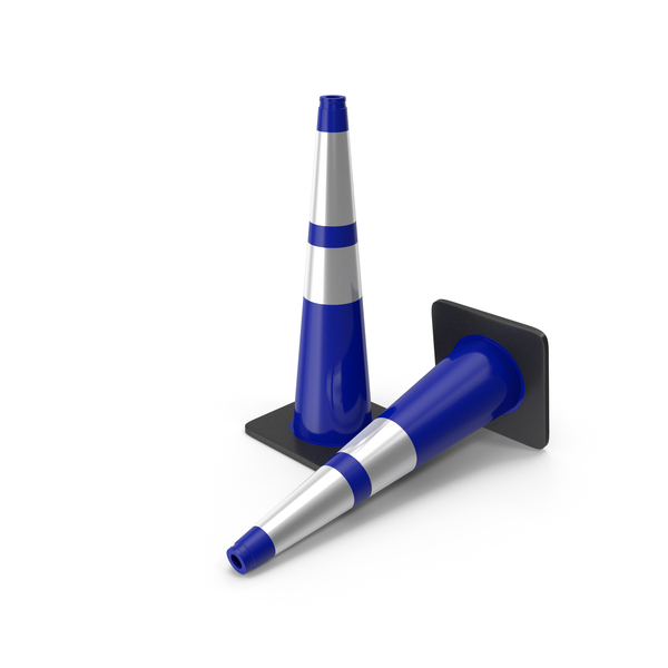 Cones: 36 Inch  Traffic Cone With Reflector, Black Base Blue PNG & PSD Images