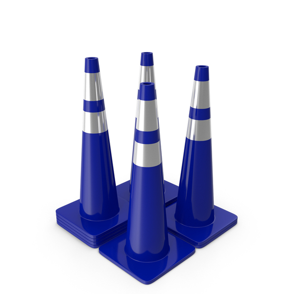 Cones: 36 Inch Traffic Cone With Reflector Blue PNG & PSD Images