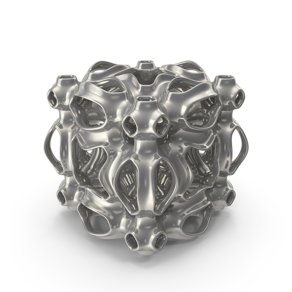 Cube: 3d Printed Complex Object Silver PNG & PSD Images Cube: 3d Printed Complex Object Silver PNG & PSD Images