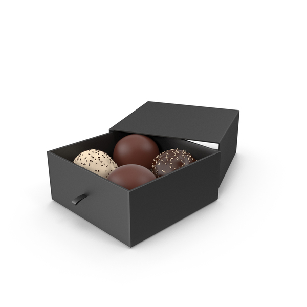 4 Assorted Chocolate with Black Gift Box PNG & PSD Images