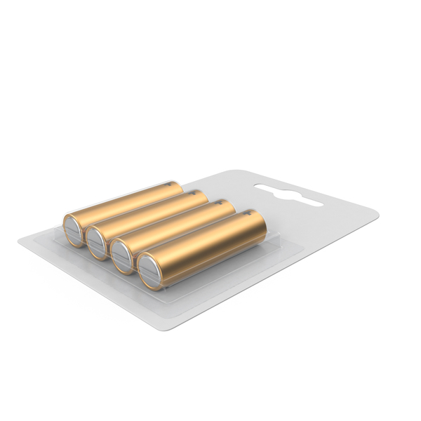 4 Pack Metal Battery AA Gold PNG & PSD Images