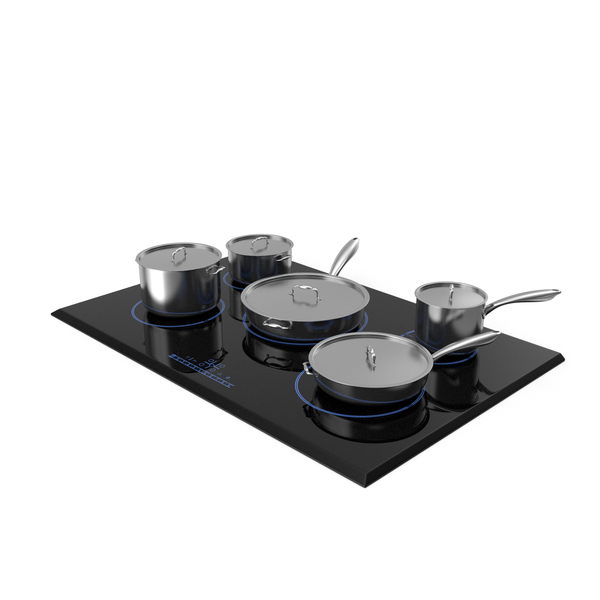 Cooktop: 5 Zone Induction Hob with Stainless Tableware PNG & PSD Images Cooktop: 5 Zone Induction Hob with Stainless Tableware PNG & PSD Images