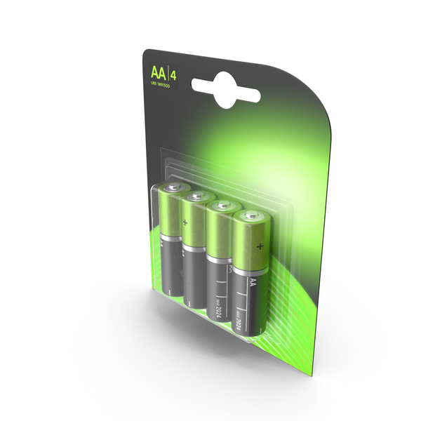 Battery: AA 4-Batteries Package PNG & PSD Images