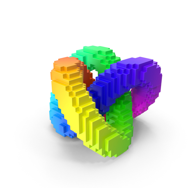 Abstract Rainbow Torus Knot Voxelated PNG & PSD Images
