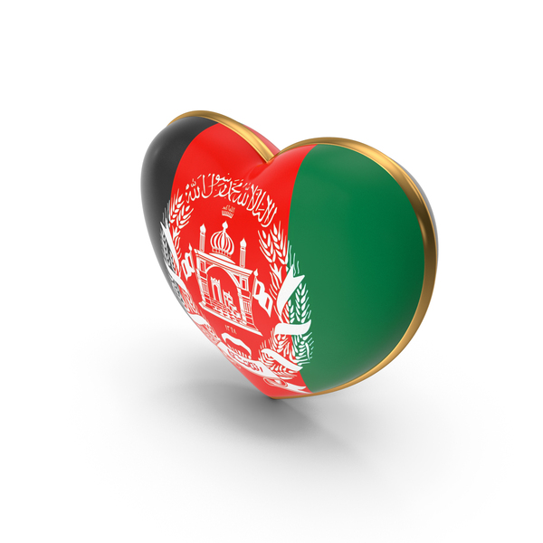 Afghanistan Country Heart Flag Dual Shade Metallic Solid PNG & PSD Images