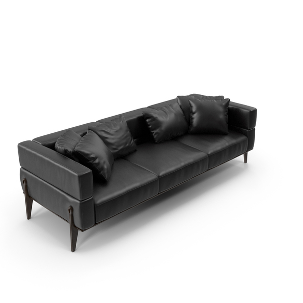 Leather: Ago Triple Sofa Black PNG & PSD Images Leather: Ago Triple Sofa Black PNG & PSD Images