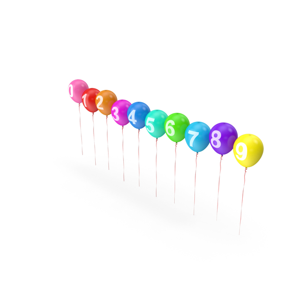 Number: Air Balloons Set with Numbers and Ribbons PNG & PSD Images Number: Air Balloons Set with Numbers and Ribbons PNG & PSD Images