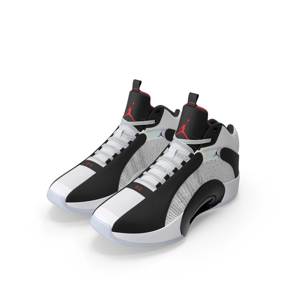 Air Jordan 35 Black White Basketball Shoes PNG & PSD Images