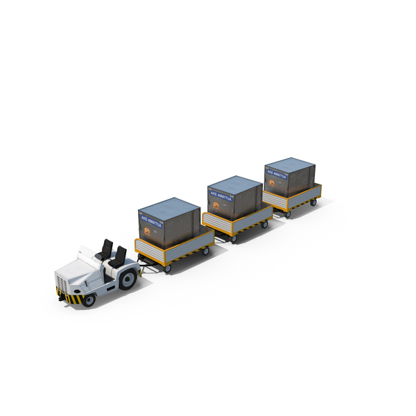 Baggage Loader: Aircraft Tow Tractor with Luggage PNG & PSD Images