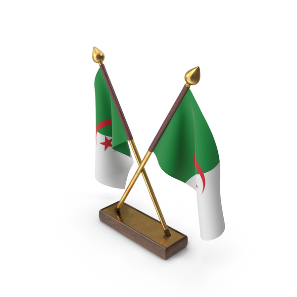 Flag: Algeria Cloth Two Flags Stand PNG & PSD Images