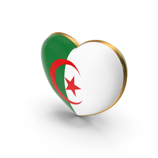 Algeria Country Heart Flag Dual Shade Metallic Solid PNG & PSD Images