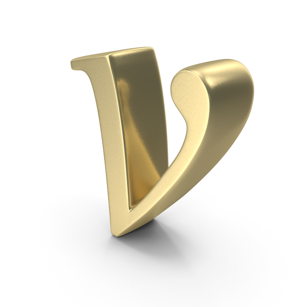 Alphabet Time's  Roman Italic Small Gold V PNG & PSD Images