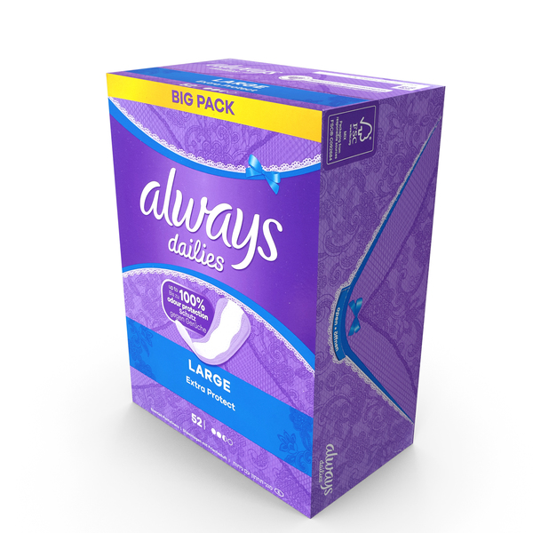 Sanitary Napkin: Always Dailies Large Extra Protect 52 Pads 2020 PNG & PSD Images