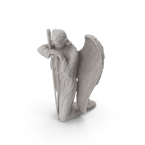 Statuette: Angel on Knee with Sword PNG & PSD Images Statuette: Angel on Knee with Sword PNG & PSD Images