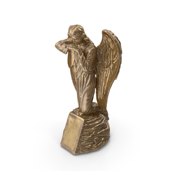 Statuette: Angel on Rock Bronze PNG & PSD Images