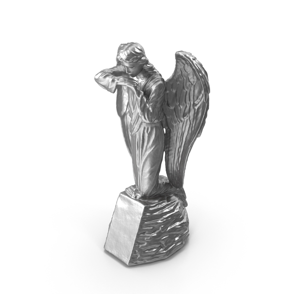 Statuette: Angel on Rock Metal PNG & PSD Images