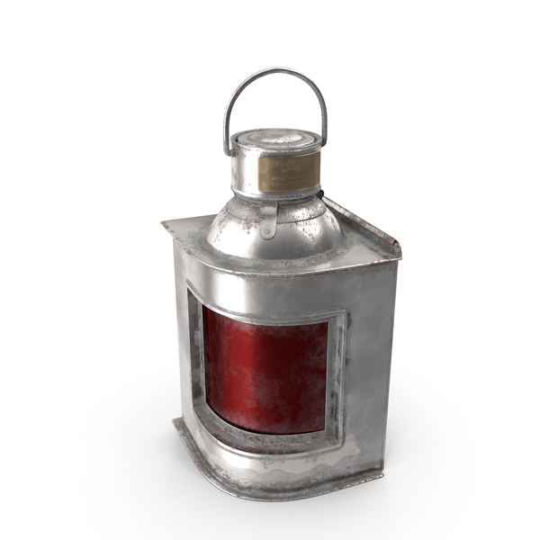Boat: Antique Silver Ship Lantern With Red Glass Old PNG & PSD Images