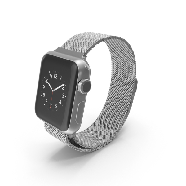 Apple Watch 38mm Stainless Steel Case Milanese Loop PNG Images & PSDs