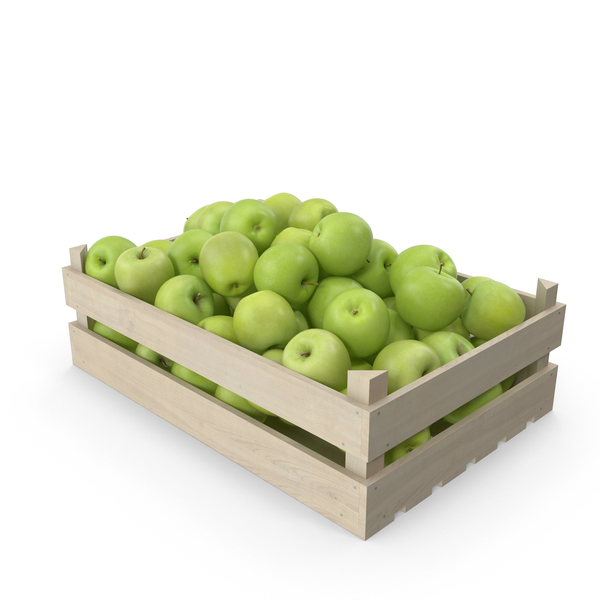 Apples Granny Smith in Wooden Crate PNG & PSD Images Apples Granny Smith in Wooden Crate PNG & PSD Images