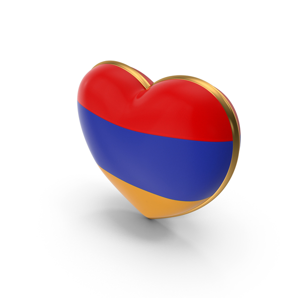 Armenia Country Heart Flag Dual Shade Metalic Solid PNG & PSD Images