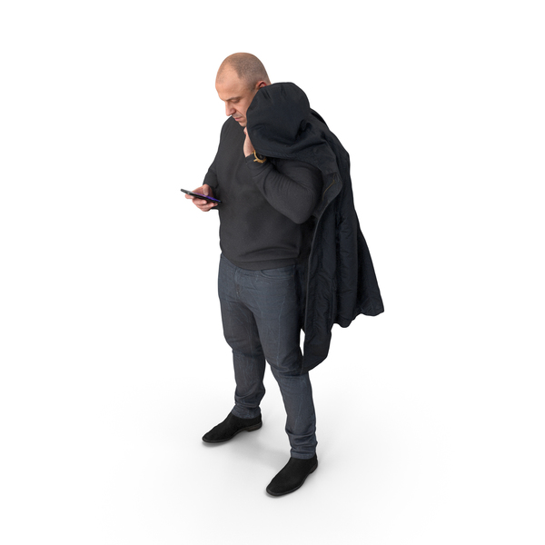 Man: Arnold Casual Winter Idle Pose With Phone PNG & PSD Images Man: Arnold Casual Winter Idle Pose With Phone PNG & PSD Images