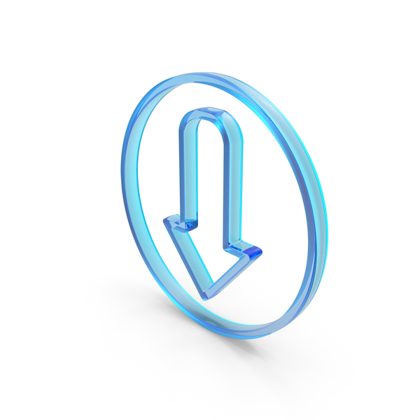 Directional: Arrow IN Circle Down Arrow Glass PNG & PSD Images