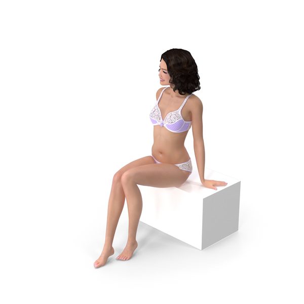 Asian Woman wearing Lingerie Sitting Pose PNG & PSD Images