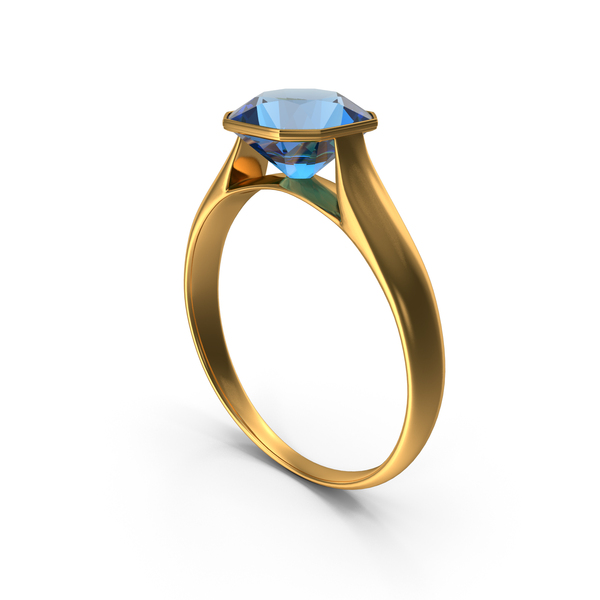 Engagement: Asscher Cut Blue Topaz Gold Ring PNG & PSD Images