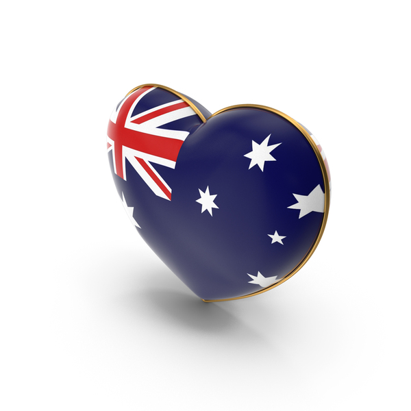 Australia Country Flag In Heart Golden Frame PNG & PSD Images
