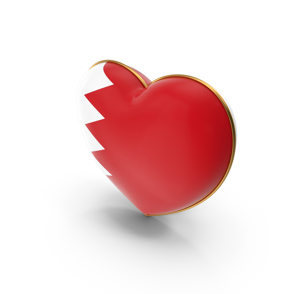 Bahrain Country Flag In Heart Golden Frame PNG & PSD Images