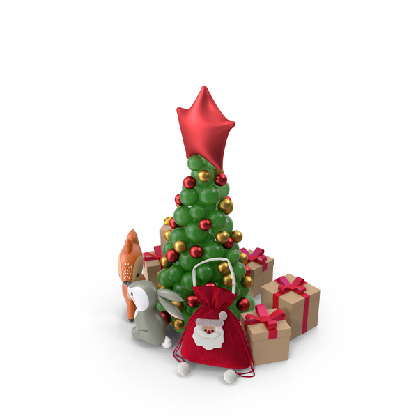 Decoration: Balloon Christmas Tree With Gifts PNG & PSD Images