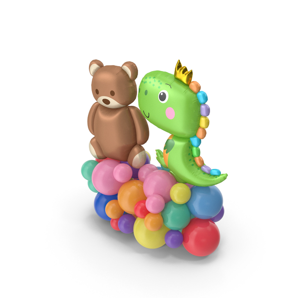 Holiday Accessories: Balloon Composition With Foil Inflatable Dino And Teddy Bear Toy PNG & PSD Images Holiday Accessories: Balloon Composition With Foil Inflatable Dino And Teddy Bear Toy PNG & PSD Images