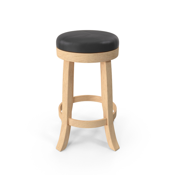 Bar Stool Ash Wood Black Leather PNG & PSD Images