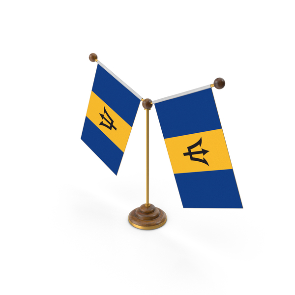 Barbados Country Y Shaped Double Table Flag Stand PNG & PSD Images