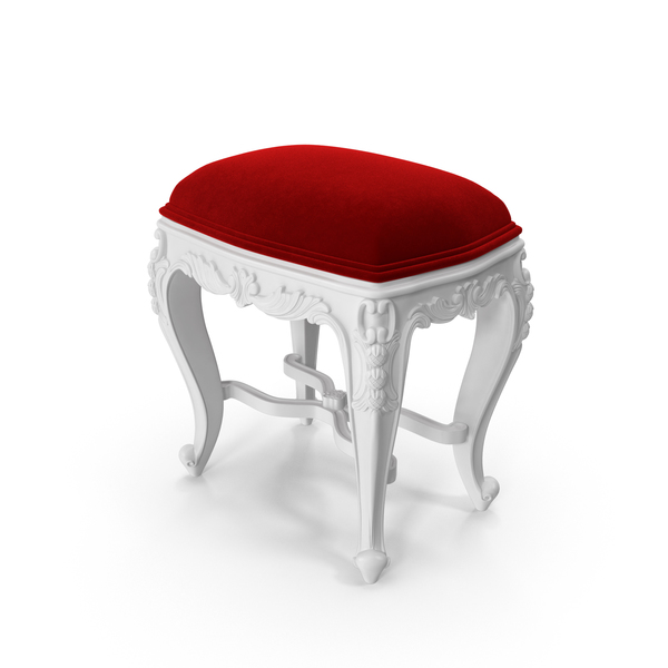 Ottoman: Baroque Lady White Boudoir Pouffe PNG & PSD Images